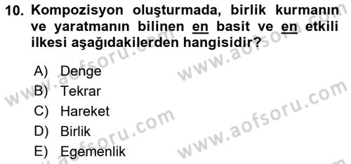 Görsel Estetik Dersi 2022 - 2023 Yılı (Final) Dönem Sonu Sınav Soruları 10. Soru