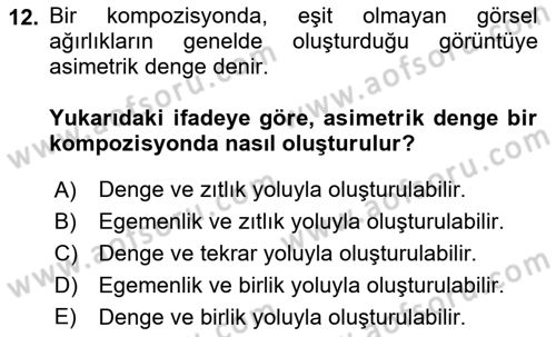 Görsel Estetik Dersi 2022 - 2023 Yılı Yaz Okulu Sınav Soruları 12. Soru