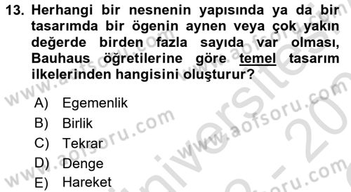 Görsel Estetik Dersi 2022 - 2023 Yılı Yaz Okulu Sınav Soruları 13. Soru
