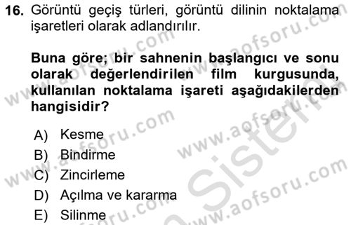 Görsel Estetik Dersi 2022 - 2023 Yılı Yaz Okulu Sınav Soruları 16. Soru
