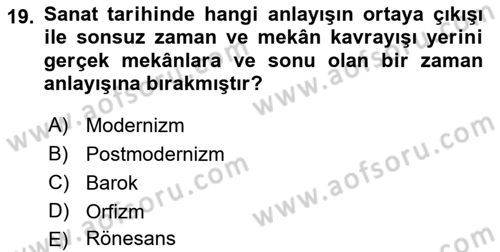 Görsel Estetik Dersi 2022 - 2023 Yılı Yaz Okulu Sınav Soruları 19. Soru