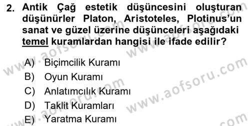 Görsel Estetik Dersi 2022 - 2023 Yılı Yaz Okulu Sınav Soruları 2. Soru