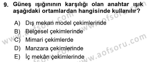 Görsel Estetik Dersi 2022 - 2023 Yılı Yaz Okulu Sınav Soruları 9. Soru