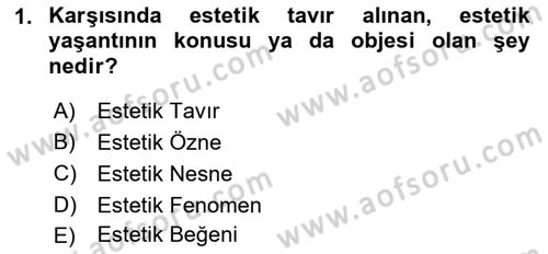 Görsel Estetik Dersi 2023 - 2024 Yılı (Vize) Ara Sınav Soruları 1. Soru