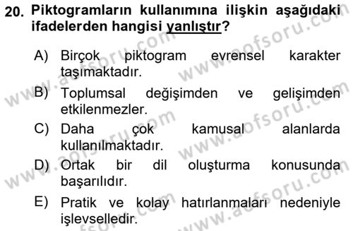 Görsel Estetik Dersi 2023 - 2024 Yılı (Vize) Ara Sınav Soruları 20. Soru