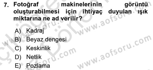 Görsel Estetik Dersi 2023 - 2024 Yılı (Vize) Ara Sınav Soruları 7. Soru