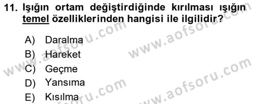 Görsel Estetik Dersi 2023 - 2024 Yılı Yaz Okulu Sınav Soruları 11. Soru