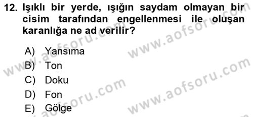 Görsel Estetik Dersi 2023 - 2024 Yılı Yaz Okulu Sınav Soruları 12. Soru