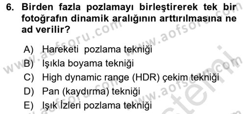 Görsel Estetik Dersi 2023 - 2024 Yılı Yaz Okulu Sınavı 6. Soru