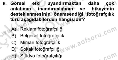 Görsel Estetik Dersi 2024 - 2025 Yılı (Vize) Ara Sınav Soruları 6. Soru
