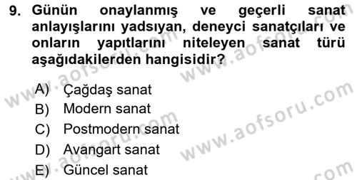 Görsel Estetik Dersi 2024 - 2025 Yılı (Vize) Ara Sınav Soruları 9. Soru