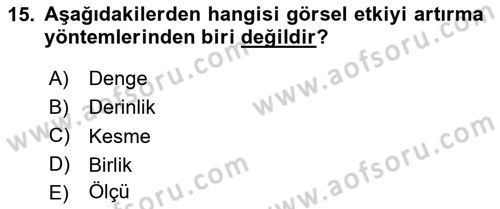 Görsel Estetik Dersi 2024 - 2025 Yılı (Final) Dönem Sonu Sınav Soruları 15. Soru