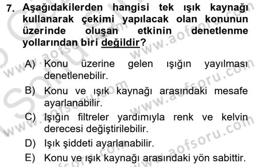 Görsel Estetik Dersi 2024 - 2025 Yılı (Final) Dönem Sonu Sınav Soruları 7. Soru