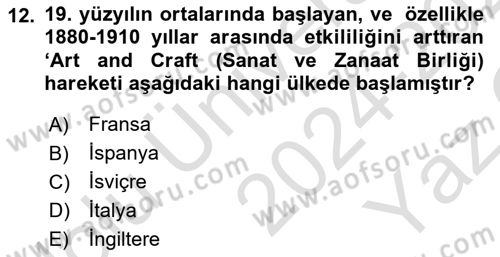 Görsel Estetik Dersi 2024 - 2025 Yılı Yaz Okulu Sınav Soruları 12. Soru