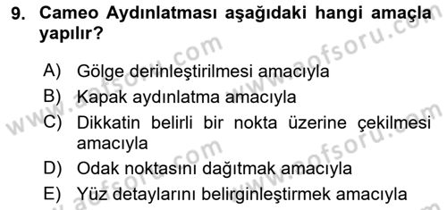 Görsel Estetik Dersi 2024 - 2025 Yılı Yaz Okulu Sınav Soruları 9. Soru