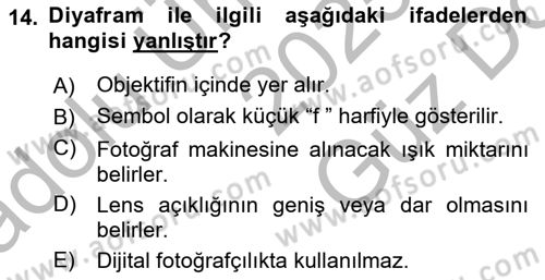 Görsel Estetik Dersi 2025 - 2026 Yılı (Vize) Ara Sınav Soruları 14. Soru