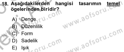Görsel Estetik Dersi 2025 - 2026 Yılı (Vize) Ara Sınav Soruları 18. Soru