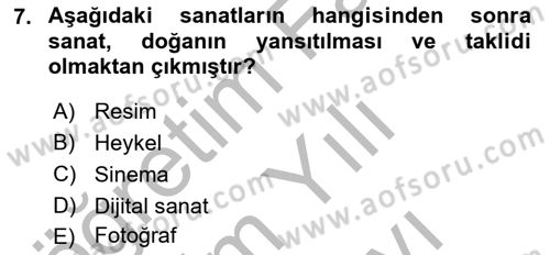 Görsel Estetik Dersi 2025 - 2026 Yılı (Vize) Ara Sınav Soruları 7. Soru