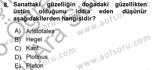 Görsel Estetik Dersi 2025 - 2026 Yılı (Vize) Ara Sınav Soruları 8. Soru