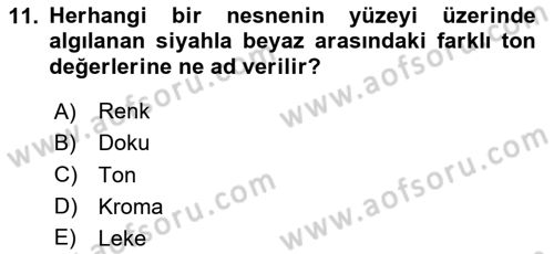 Görsel Estetik Dersi 2025 - 2026 Yılı (Final) Dönem Sonu Sınav Soruları 11. Soru