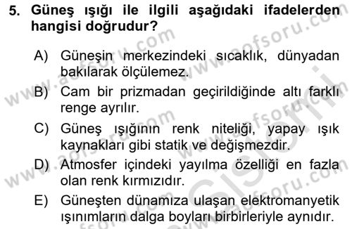 Görsel Estetik Dersi 2025 - 2026 Yılı (Final) Dönem Sonu Sınav Soruları 5. Soru