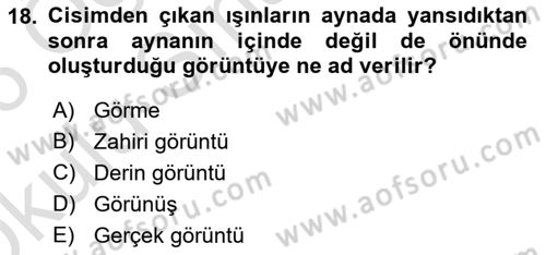 Görsel Estetik Dersi 2025 - 2026 Yılı Yaz Okulu Sınav Soruları 18. Soru