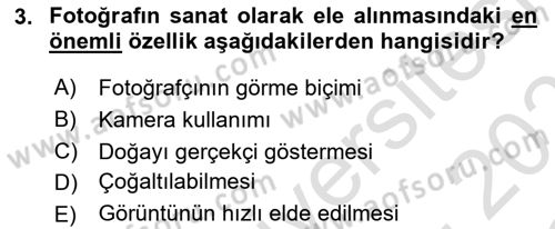 Görsel Estetik Dersi 2025 - 2026 Yılı Yaz Okulu Sınav Soruları 3. Soru