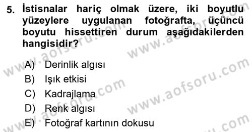 Görsel Estetik Dersi 2025 - 2026 Yılı Yaz Okulu Sınav Soruları 5. Soru