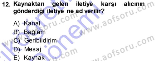 Aile Yapısı ve İlişkileri Dersi 2013 - 2014 Yılı (Vize) Ara Sınav Soruları 12. Soru
