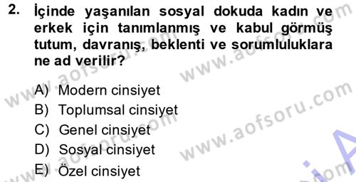 Aile Yapısı ve İlişkileri Dersi 2013 - 2014 Yılı (Vize) Ara Sınav Soruları 2. Soru
