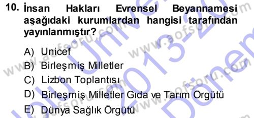 Aile Yapısı ve İlişkileri Dersi 2013 - 2014 Yılı (Final) Dönem Sonu Sınav Soruları 10. Soru