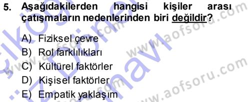 Aile Yapısı ve İlişkileri Dersi 2013 - 2014 Yılı (Final) Dönem Sonu Sınav Soruları 5. Soru