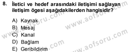 Aile Yapısı ve İlişkileri Dersi 2013 - 2014 Yılı Tek Ders Sınav Soruları 8. Soru