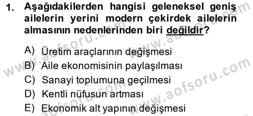Aile Yapısı ve İlişkileri Dersi 2014 - 2015 Yılı (Vize) Ara Sınav Soruları 1. Soru
