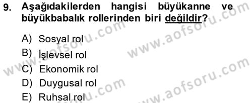 Aile Yapısı ve İlişkileri Dersi 2014 - 2015 Yılı (Vize) Ara Sınav Soruları 9. Soru