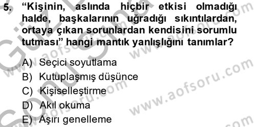 Aile Yapısı ve İlişkileri Dersi 2014 - 2015 Yılı (Final) Dönem Sonu Sınav Soruları 5. Soru