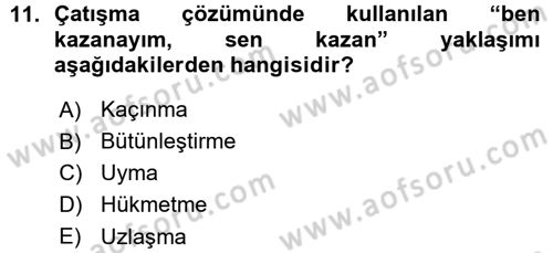 Aile Yapısı ve İlişkileri Dersi 2015 - 2016 Yılı (Vize) Ara Sınav Soruları 11. Soru