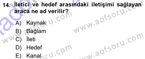 Aile Yapısı ve İlişkileri Dersi 2015 - 2016 Yılı (Vize) Ara Sınav Soruları 14. Soru