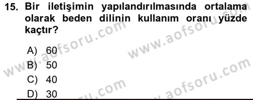 Aile Yapısı ve İlişkileri Dersi 2015 - 2016 Yılı (Vize) Ara Sınav Soruları 15. Soru
