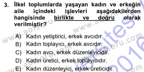 Aile Yapısı ve İlişkileri Dersi 2015 - 2016 Yılı (Vize) Ara Sınav Soruları 3. Soru
