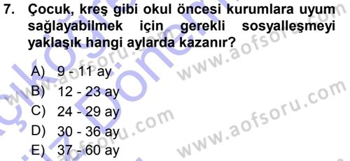 Aile Yapısı ve İlişkileri Dersi 2015 - 2016 Yılı (Vize) Ara Sınav Soruları 7. Soru