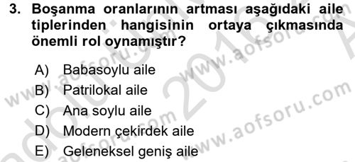 Aile Yapısı ve İlişkileri Dersi 2016 - 2017 Yılı (Vize) Ara Sınav Soruları 3. Soru