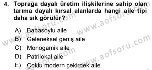 Aile Yapısı ve İlişkileri Dersi 2016 - 2017 Yılı (Final) Dönem Sonu Sınav Soruları 4. Soru