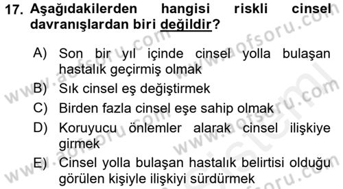 Aile Yapısı ve İlişkileri Dersi 2017 - 2018 Yılı 3 Ders Sınav Soruları 17. Soru