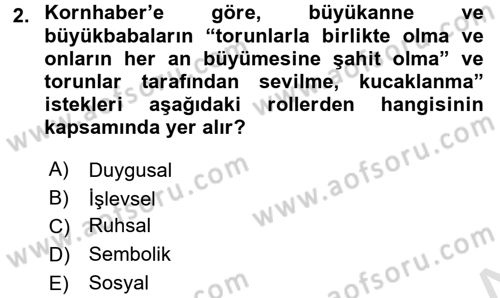 Aile Yapısı ve İlişkileri Dersi 2017 - 2018 Yılı (Vize) Ara Sınav Soruları 2. Soru