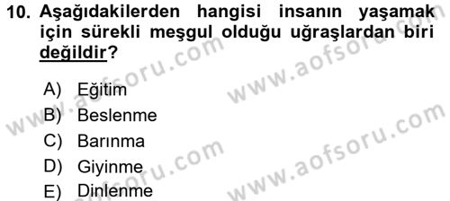 Aile Yapısı ve İlişkileri Dersi 2017 - 2018 Yılı (Final) Dönem Sonu Sınav Soruları 10. Soru