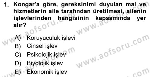 Aile Yapısı ve İlişkileri Dersi 2020 - 2021 Yılı Yaz Okulu Sınav Soruları 1. Soru