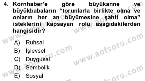 Aile Yapısı ve İlişkileri Dersi 2020 - 2021 Yılı Yaz Okulu Sınav Soruları 4. Soru