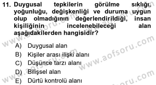 Aile Yapısı ve İlişkileri Dersi 2021 - 2022 Yılı (Vize) Ara Sınav Soruları 11. Soru