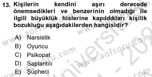 Aile Yapısı ve İlişkileri Dersi 2021 - 2022 Yılı (Vize) Ara Sınav Soruları 13. Soru